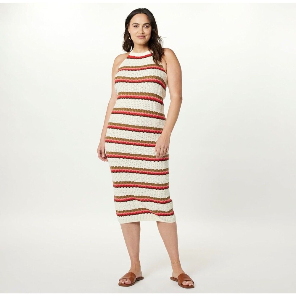 The Drop Womens Sweater Dress Size Small Striped Halter Sleeveless NEW